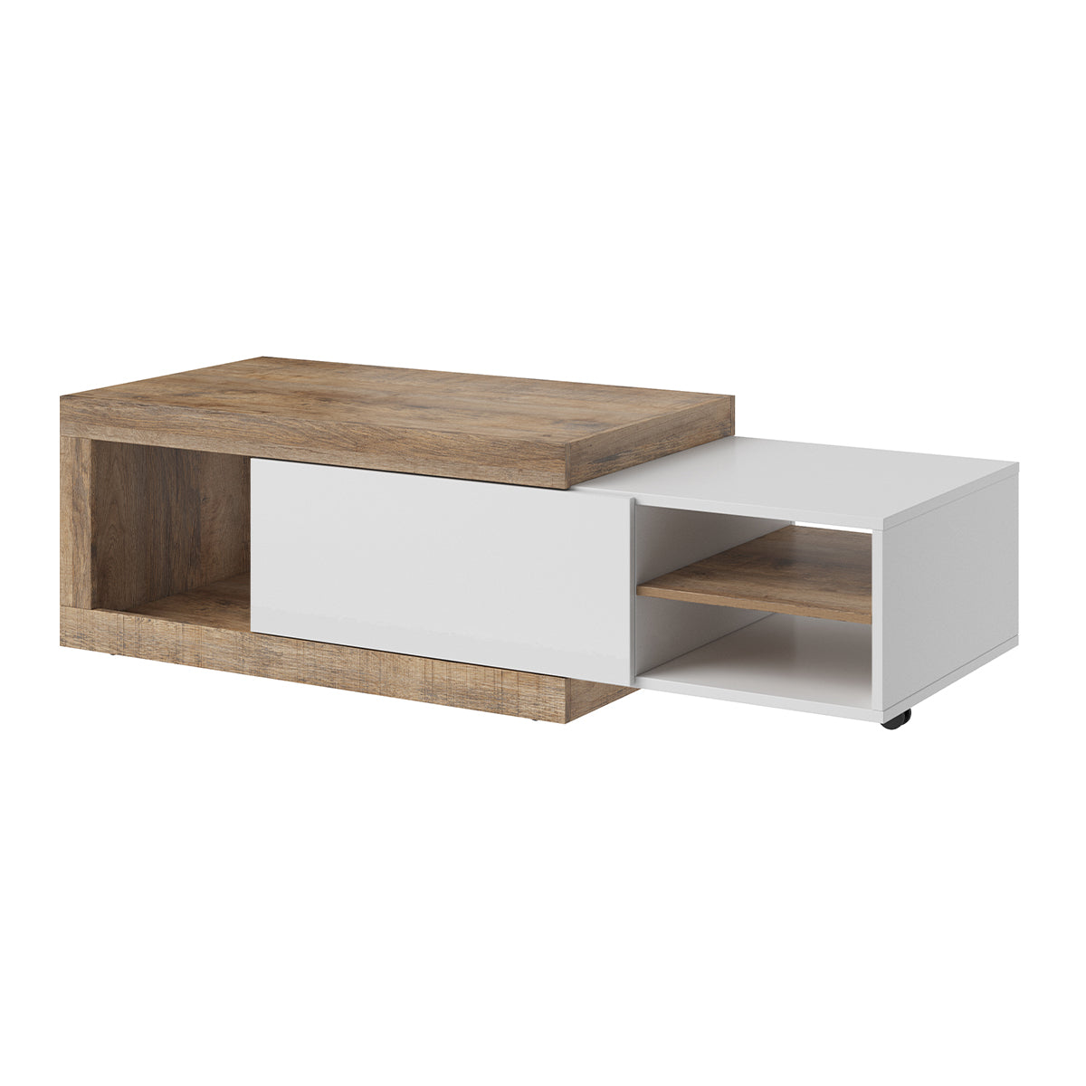 Table basse 1 porte Azior Blanc et Bois - vue 2