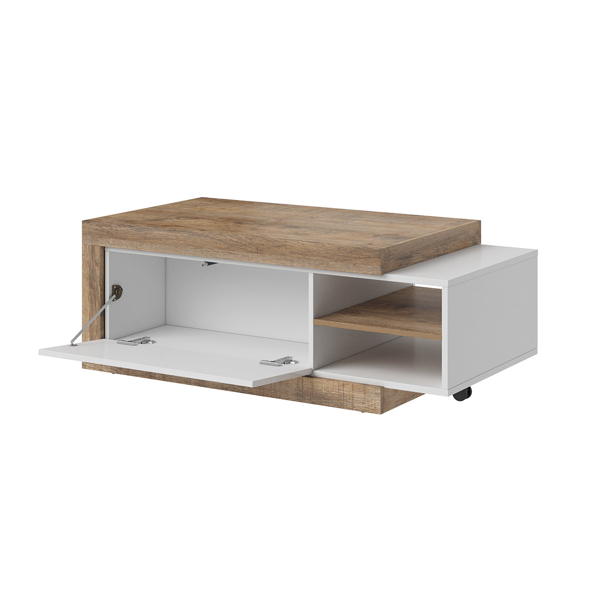 Table basse 1 porte Azior Blanc et Bois - vue 3