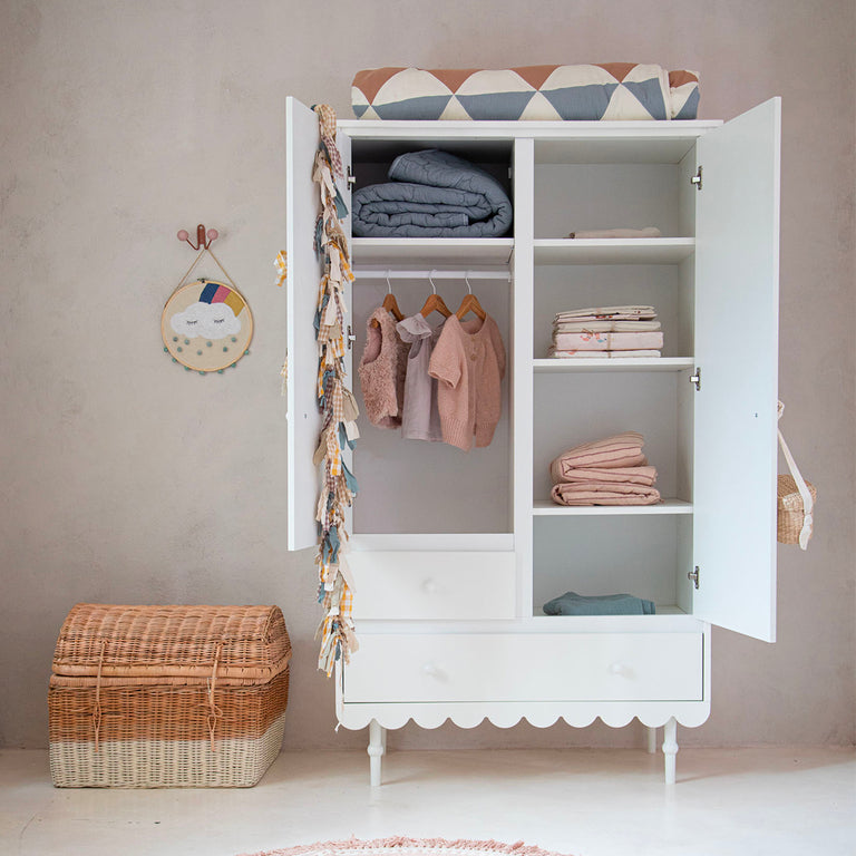 Commode 3 tiroirs et armoire 2 portes Wood Luck Babushka Blanc - vue 6