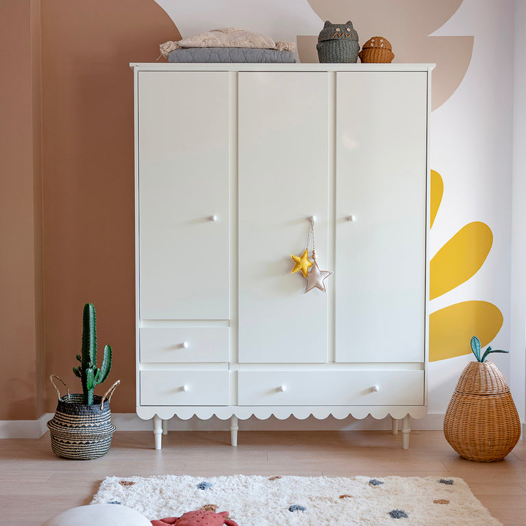 Armoire 3 portes 3 tiroirs Wood Luck Babushka Blanc - vue 2