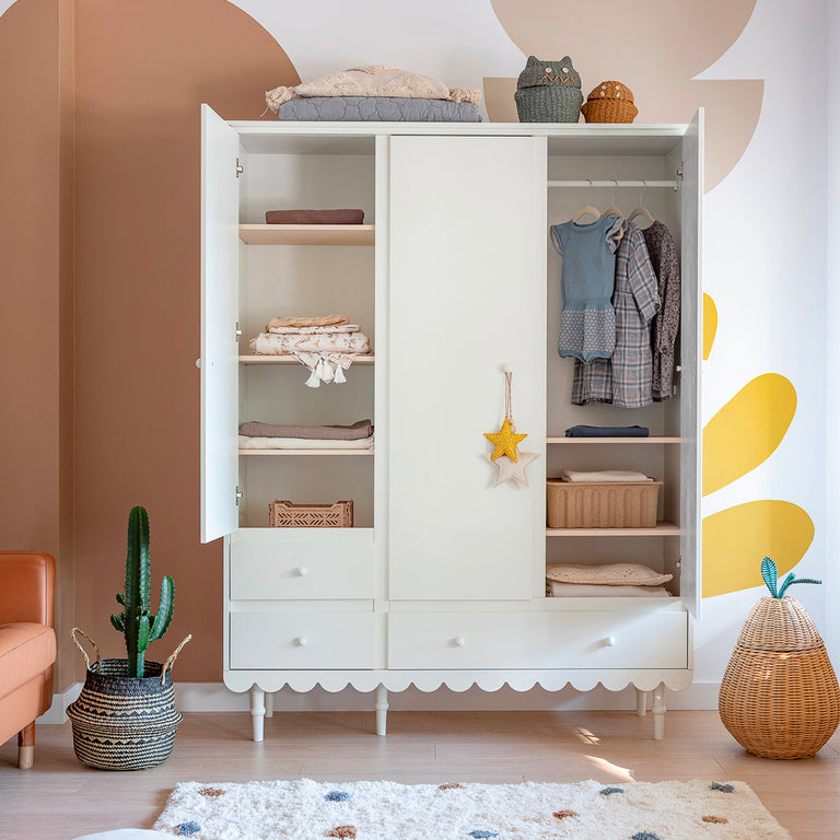 Armoire 3 portes 3 tiroirs Wood Luck Babushka Blanc - vue 3