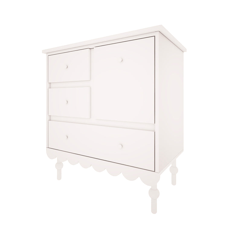 Commode 3 tiroirs 1 porte Wood Luck Babushka Blanc