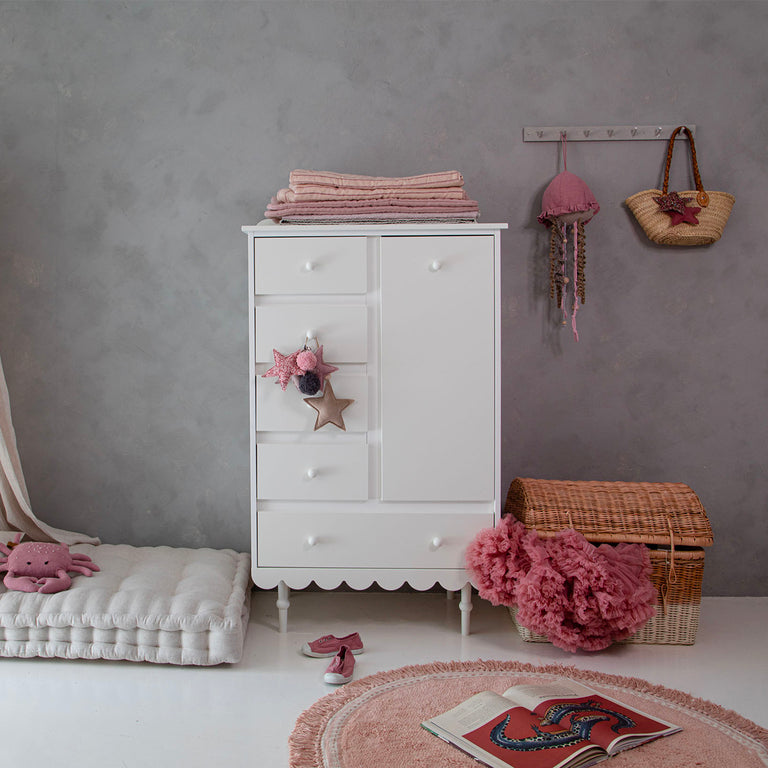 Commode 5 tiroirs 1 porte Wood Luck Babushka Blanc - vue 4