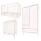 Chambre complète lit évolutif 70x140 commode à langer et armoire 2 portes Wood Luck Babushka Blanc