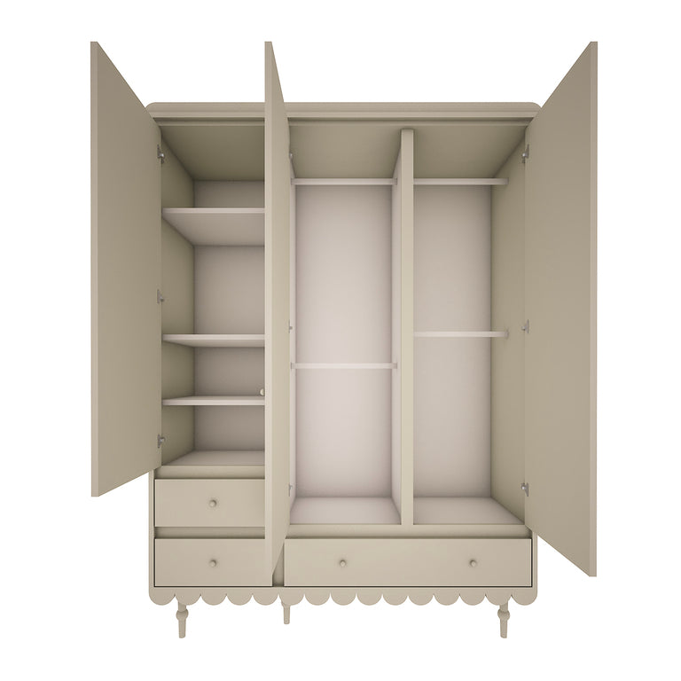 Armoire 3 portes 3 tiroirs Wood Luck Babushka Olive - vue 3