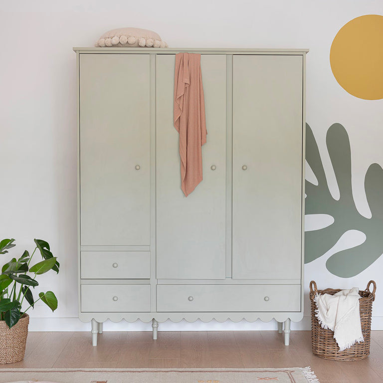 Armoire 3 portes 3 tiroirs Wood Luck Babushka Olive - vue 6