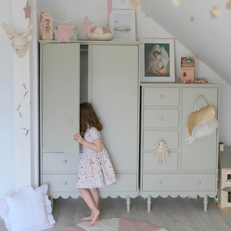 Commode 5 tiroirs 1 porte Wood Luck Babushka Olive - vue 4