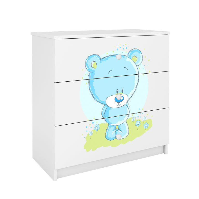 Commode 3 tiroirs Kocot Kids Babydream Ourson bleu - Blanc - vue 2