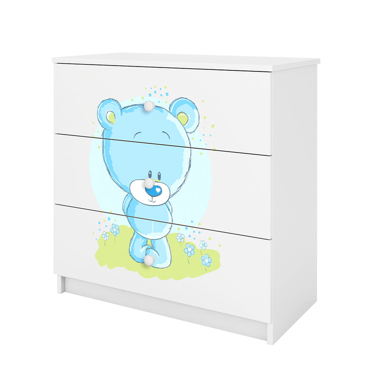 Commode 3 tiroirs Kocot Kids Babydream Ourson bleu - Blanc - vue 4