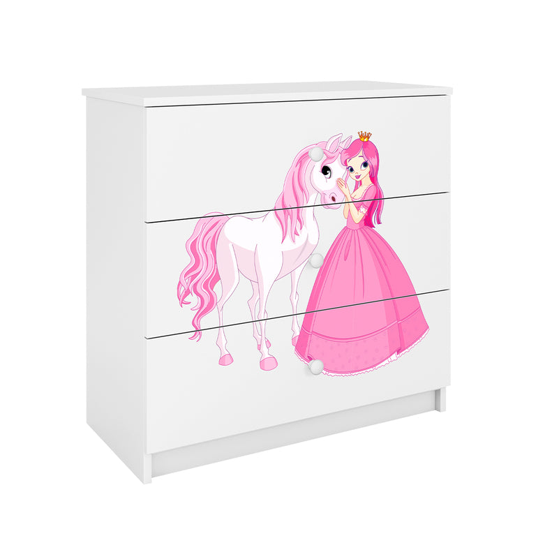 Commode 3 tiroirs Kocot Kids Babydream La princesse et le cheval - Blanc - vue 2