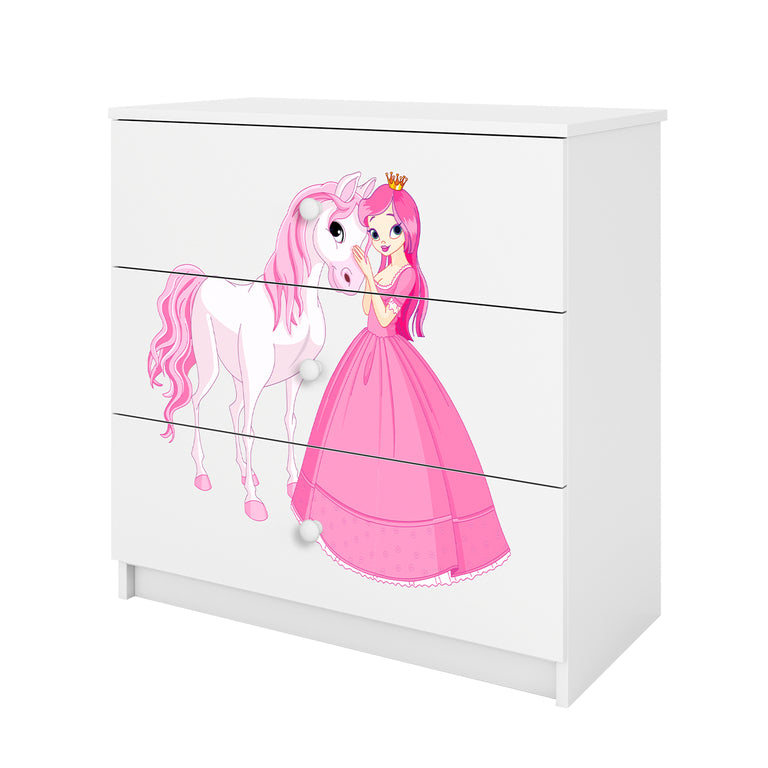 Commode 3 tiroirs Kocot Kids Babydream La princesse et le cheval - Blanc - vue 4