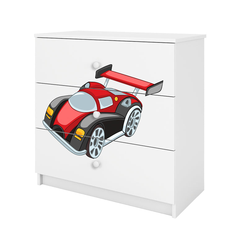 Commode 3 tiroirs Kocot Kids Babydream Voiture de course - Blanc - vue 4