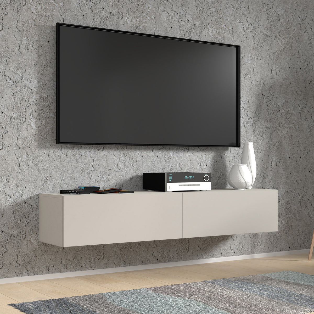 Meuble TV mural 2 portes 160 cm Bali Cachemire - vue 3