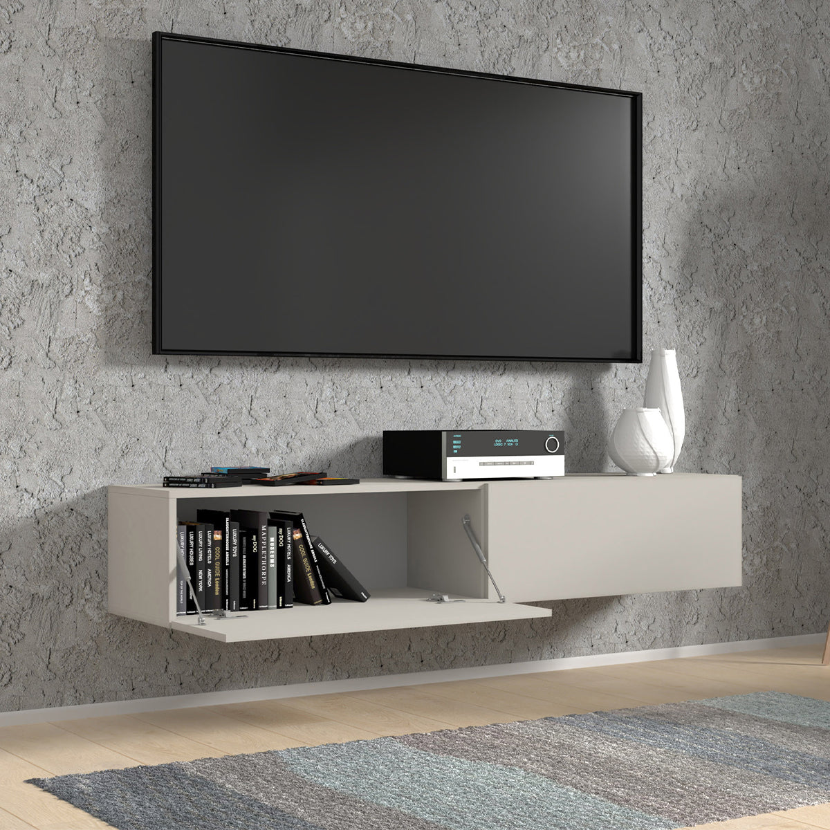 Meuble TV mural 2 portes 160 cm Bali Cachemire - vue 4