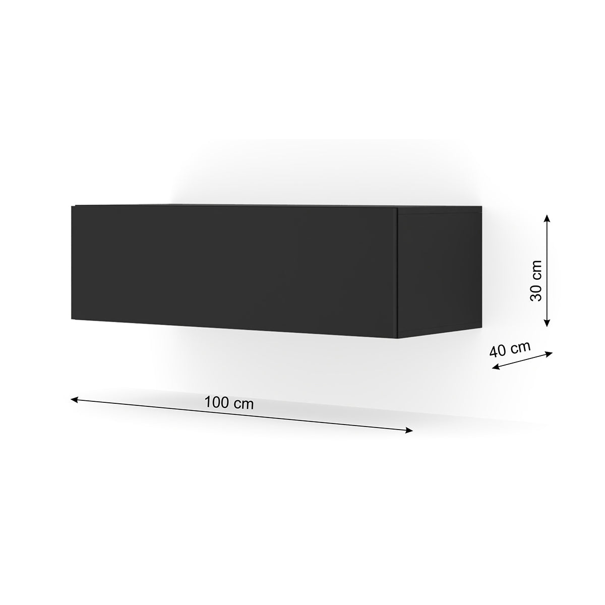 Meuble TV mural 1 porte 100 cm Bali Noir - vue 5