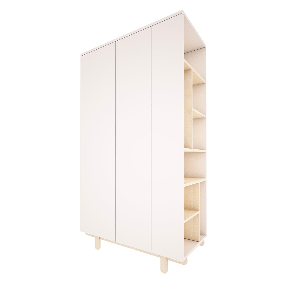 Chambre complète lit évolutif 70x140 commode à langer et armoire 2 portes Wood Luck Romy - Blanc - vue 4