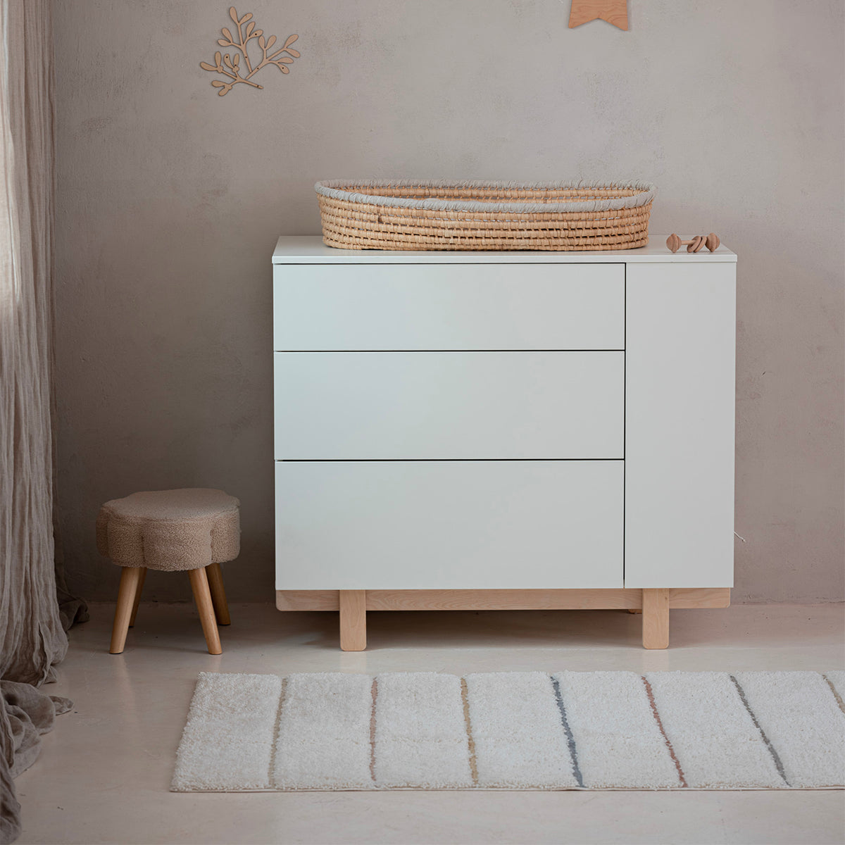 Commode 3 tiroirs et armoire 2 portes Wood Luck Romy - Blanc - vue 6