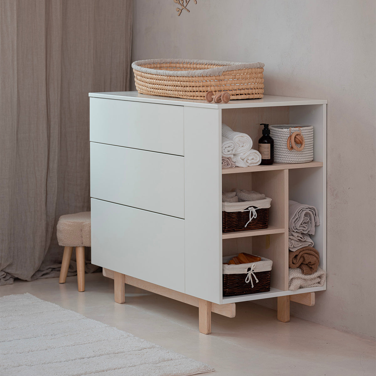 Commode 3 tiroirs Wood Luck Romy - Blanc - vue 6