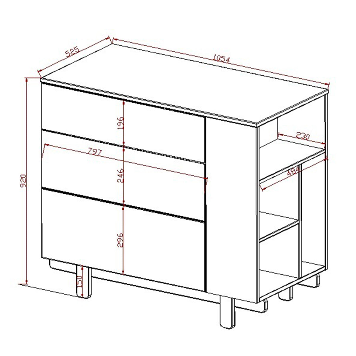 Commode 3 tiroirs Wood Luck Romy - Blanc - vue 7