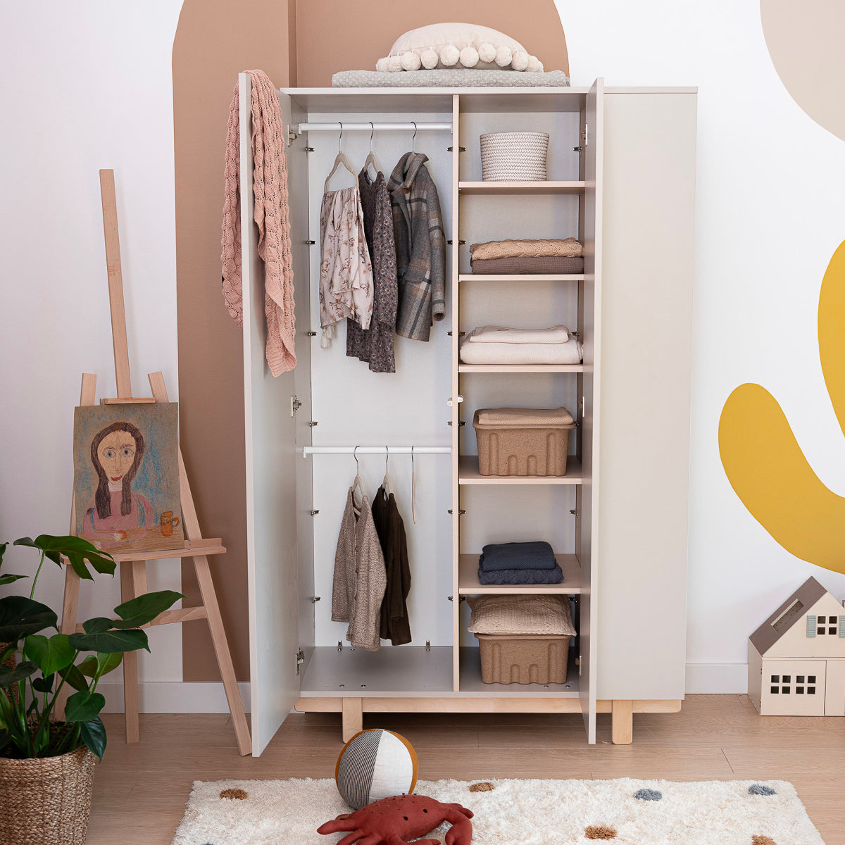 Lit évolutif 70x140 et armoire 2 portes Wood Luck Romy - Cachemire - vue 10