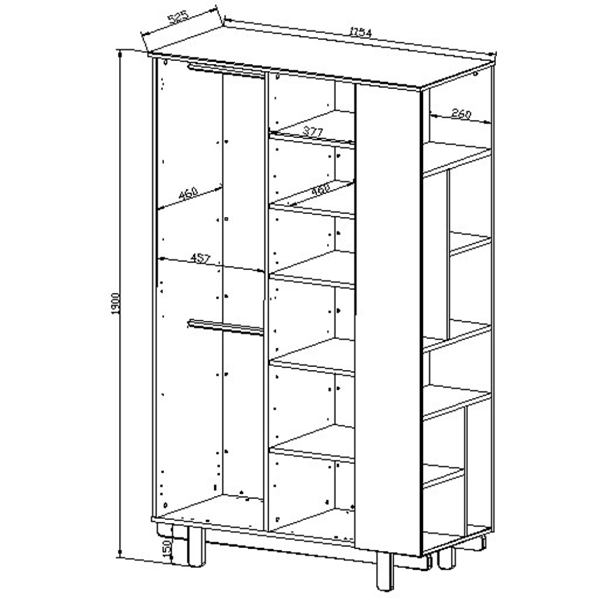 Armoire 2 portes Wood Luck Romy - Cachemire - vue 6