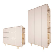 Commode 3 tiroirs et armoire 2 portes Wood Luck Romy - Cachemire