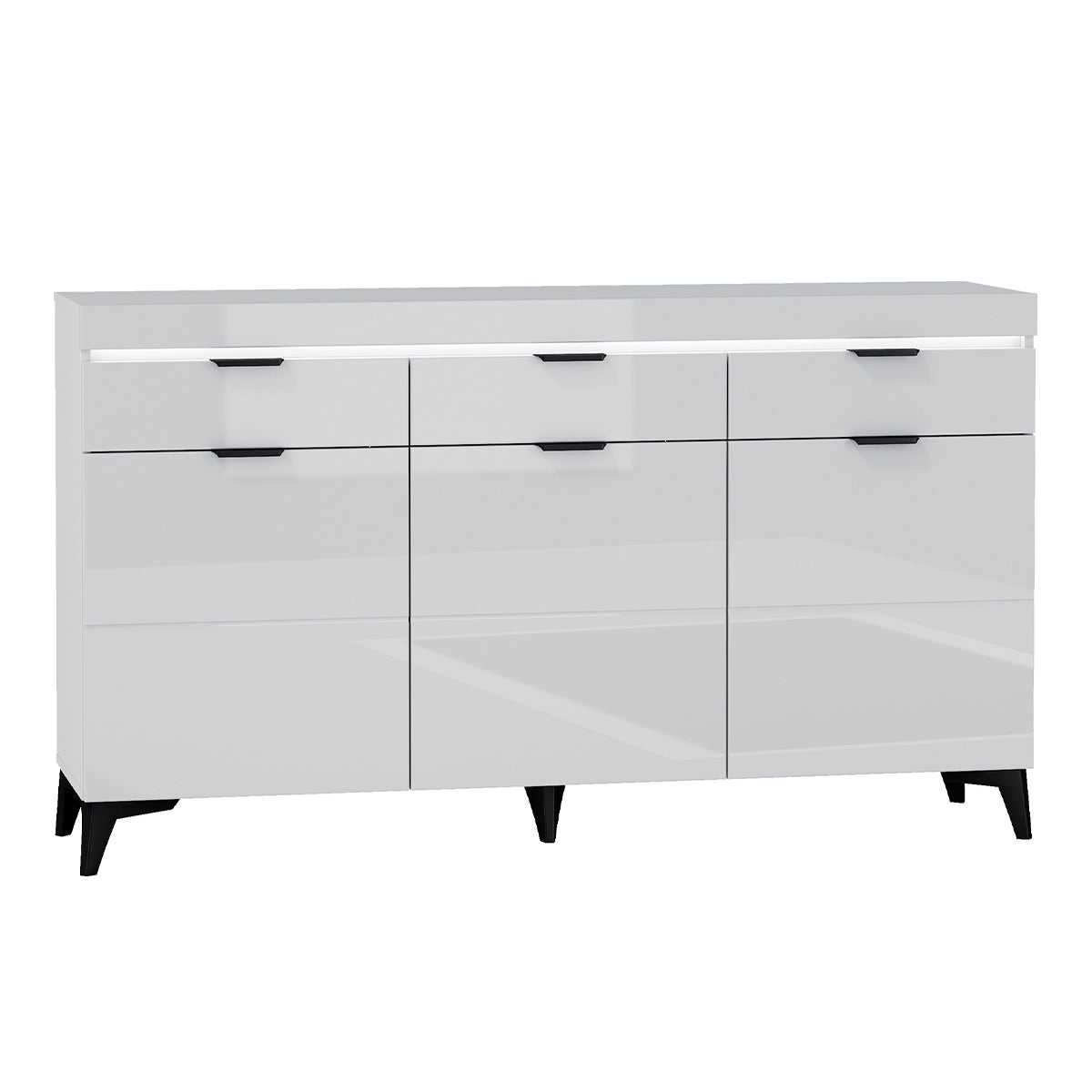 Buffet 3 portes 3 tiroirs LED inclus Ruben Blanc