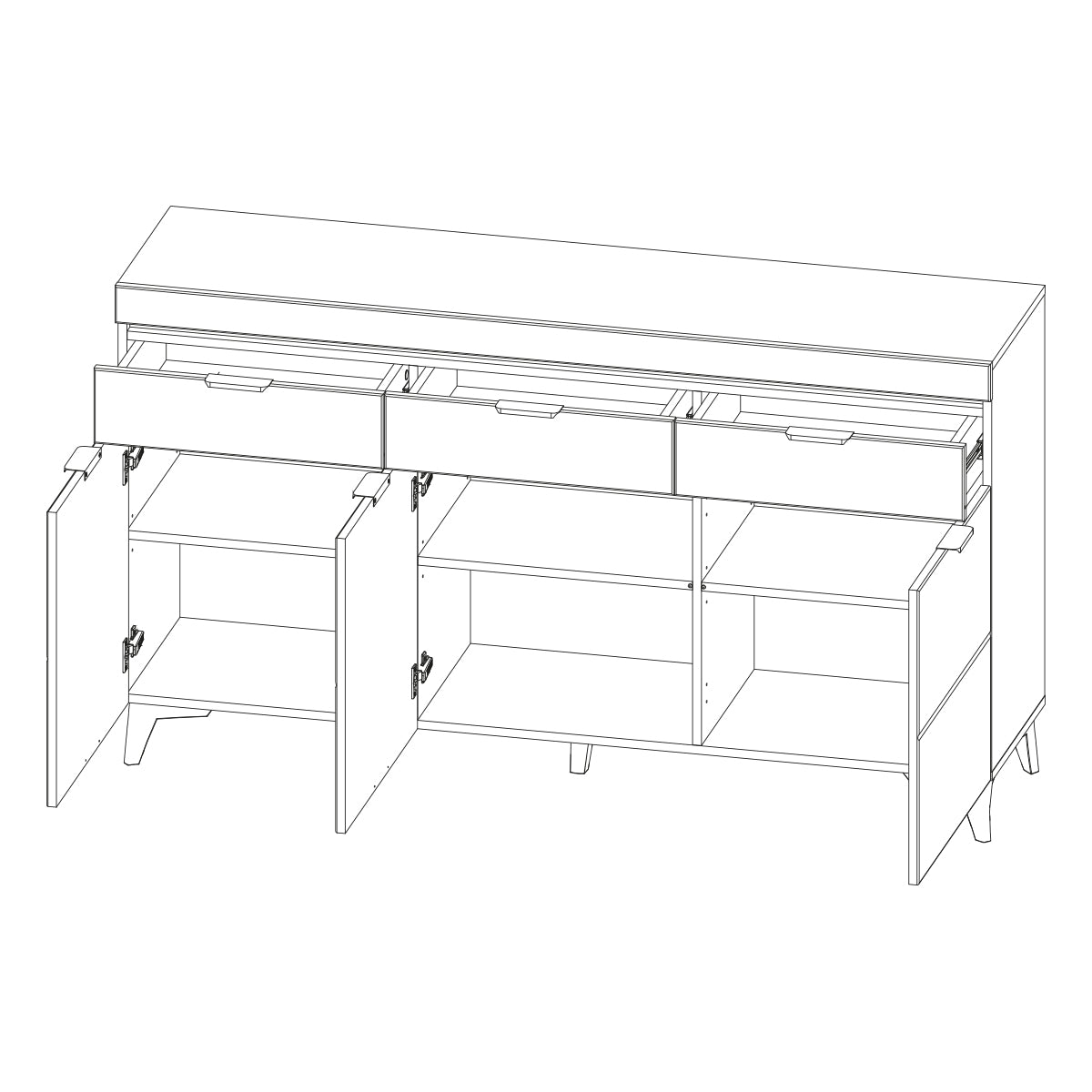 Buffet 3 portes 3 tiroirs LED inclus Ruben Bois - vue 5