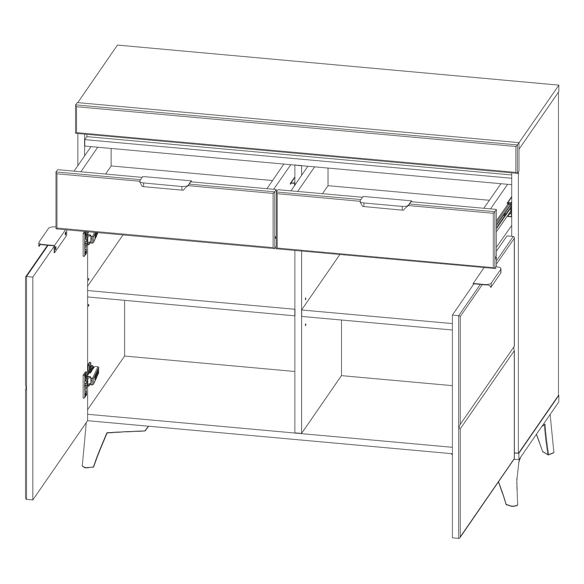 Buffet 2 portes 2 tiroirs LED inclus Ruben Bois - vue 4