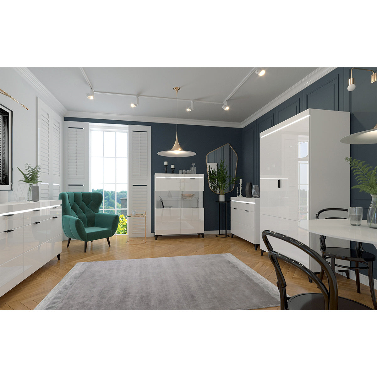 Buffet 2 portes 2 tiroirs LED inclus Ruben Blanc - vue 5