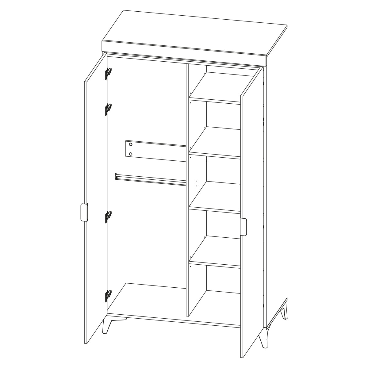 Armoire 2 portes LED inclus Ruben Bois - vue 2