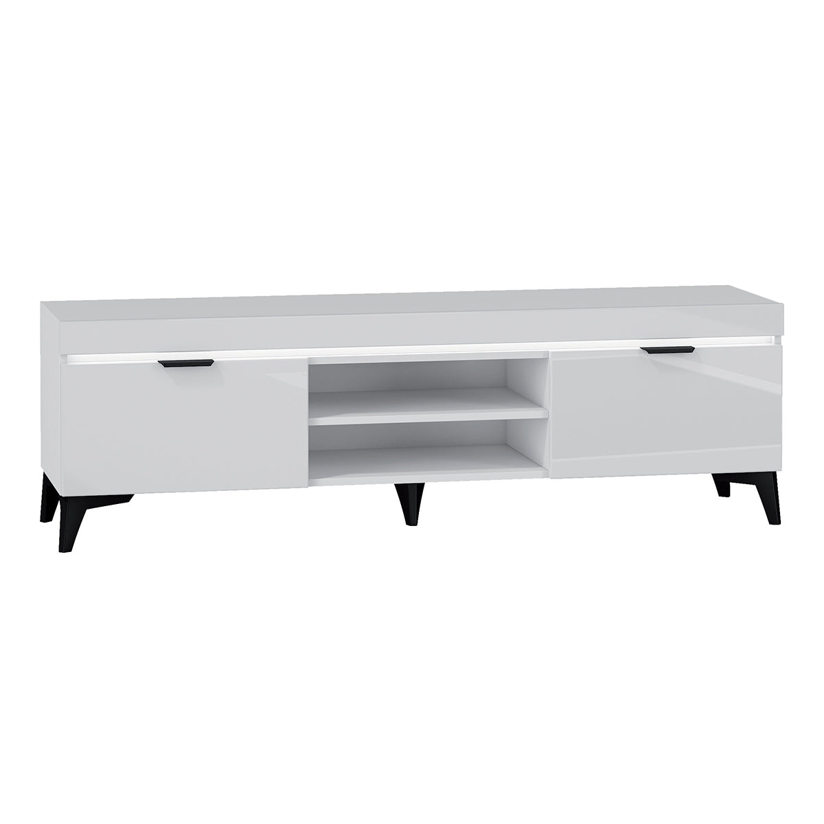 Meuble TV 2 portes 157 cm LED inclus Ruben Blanc