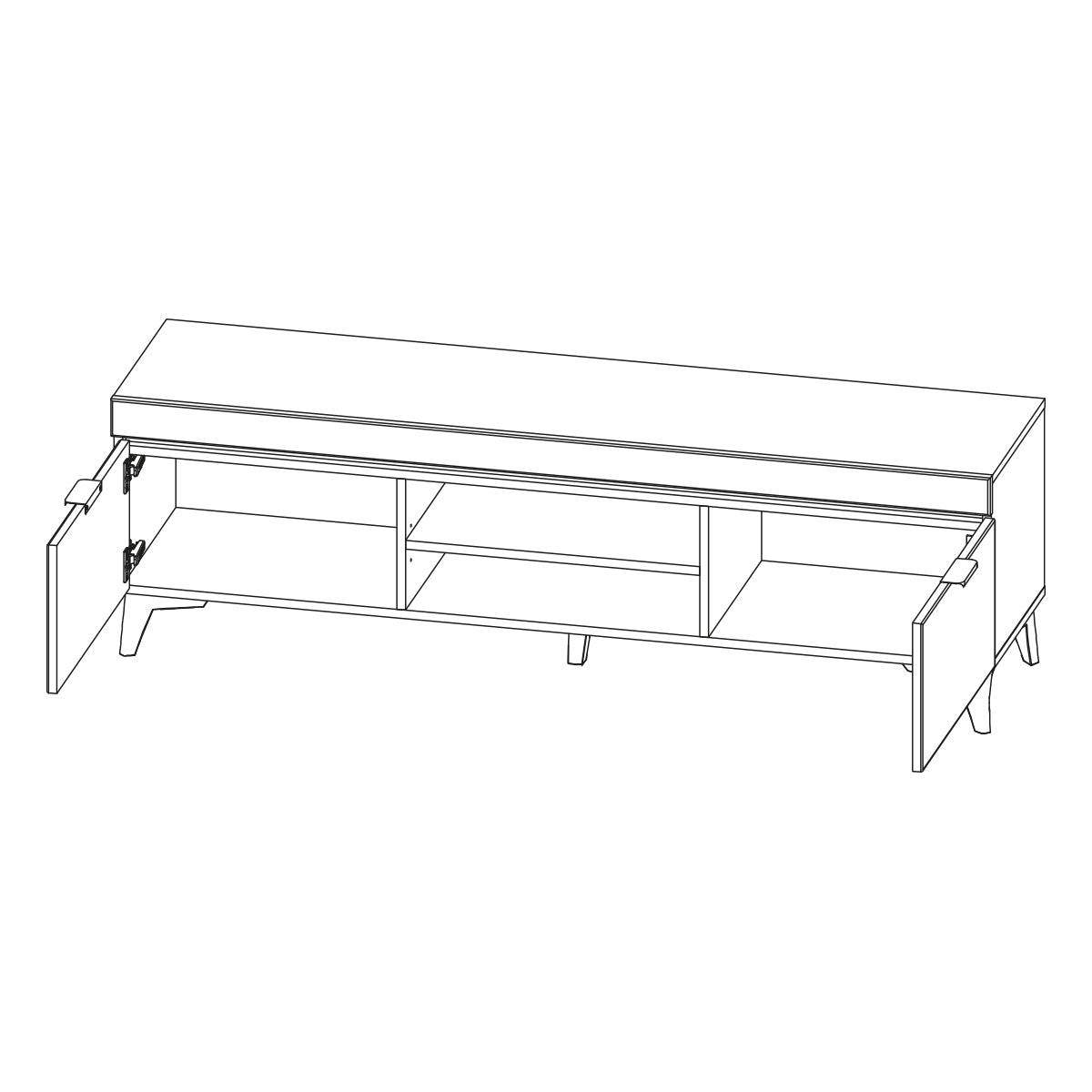 Meuble TV 2 portes 157 cm LED inclus Ruben Blanc - vue 3