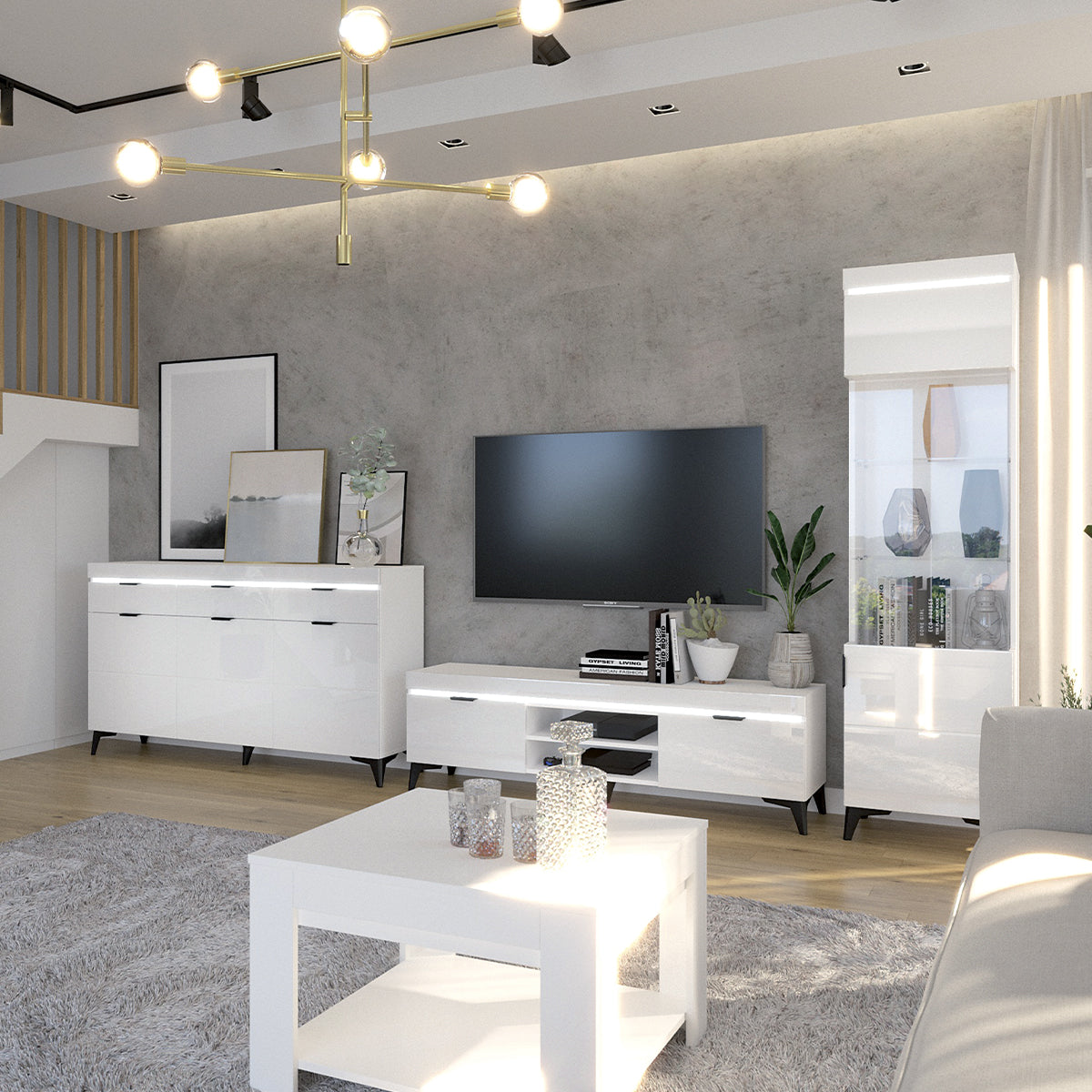 Vitrine 1 porte LED inclus Ruben Blanc - vue 2