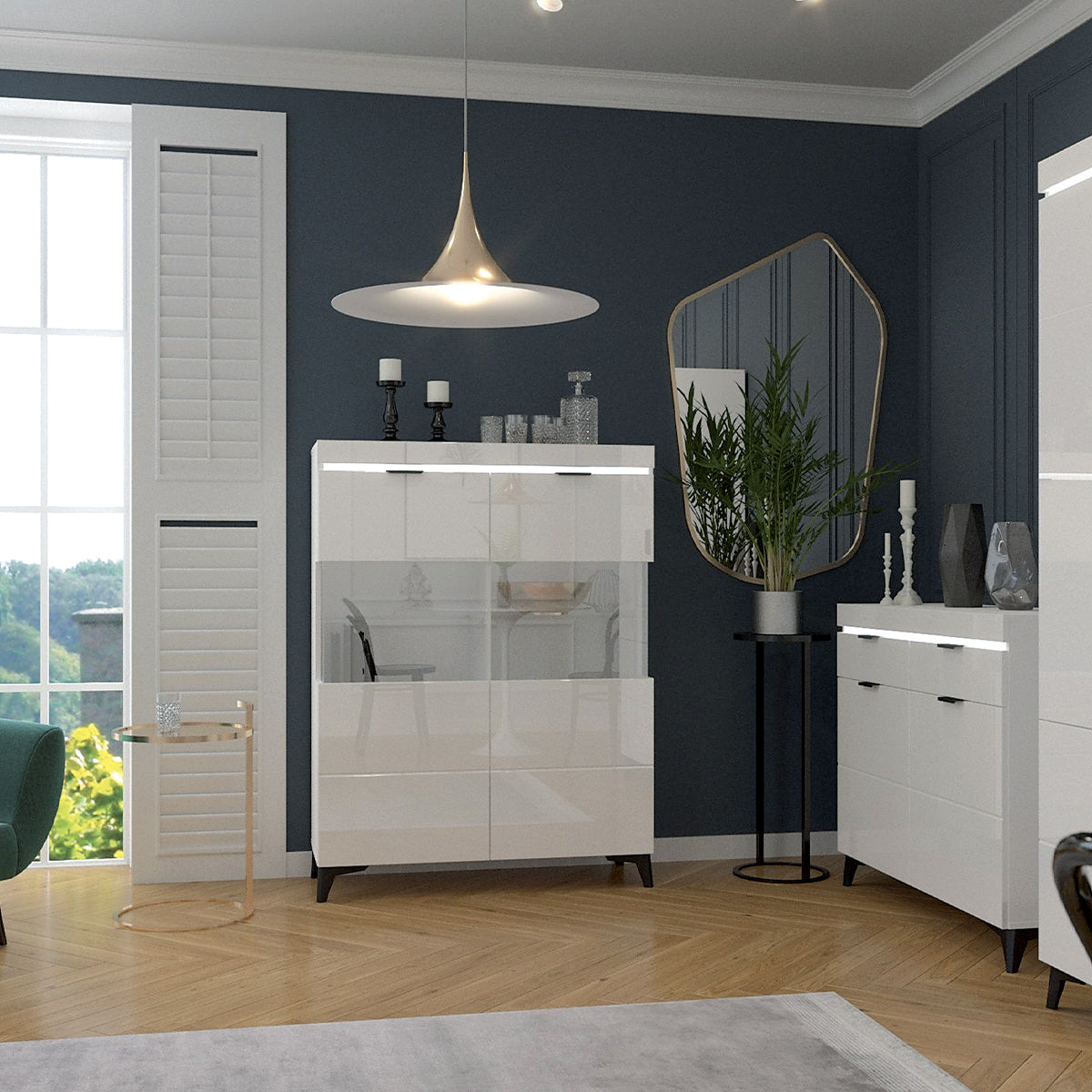 Vaisselier 2 portes LED inclus Ruben Blanc - vue 2