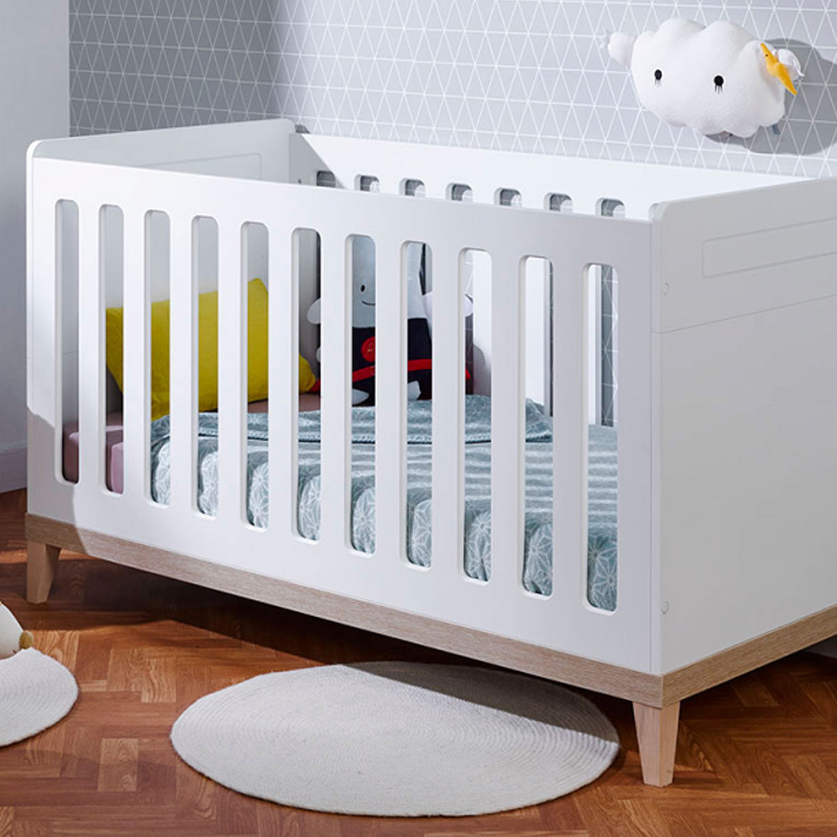 Lit bébé évolutif Bébé Provence Evidence Blanc Hêtre