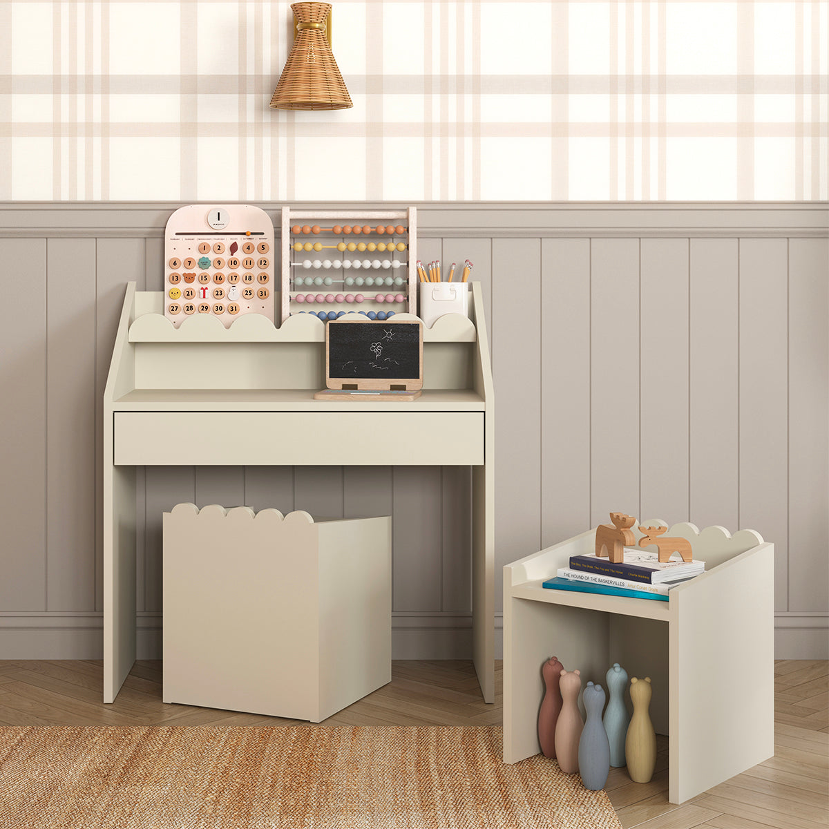 Bureau 1 tiroir Bellamy Book Nook Beige - vue 3