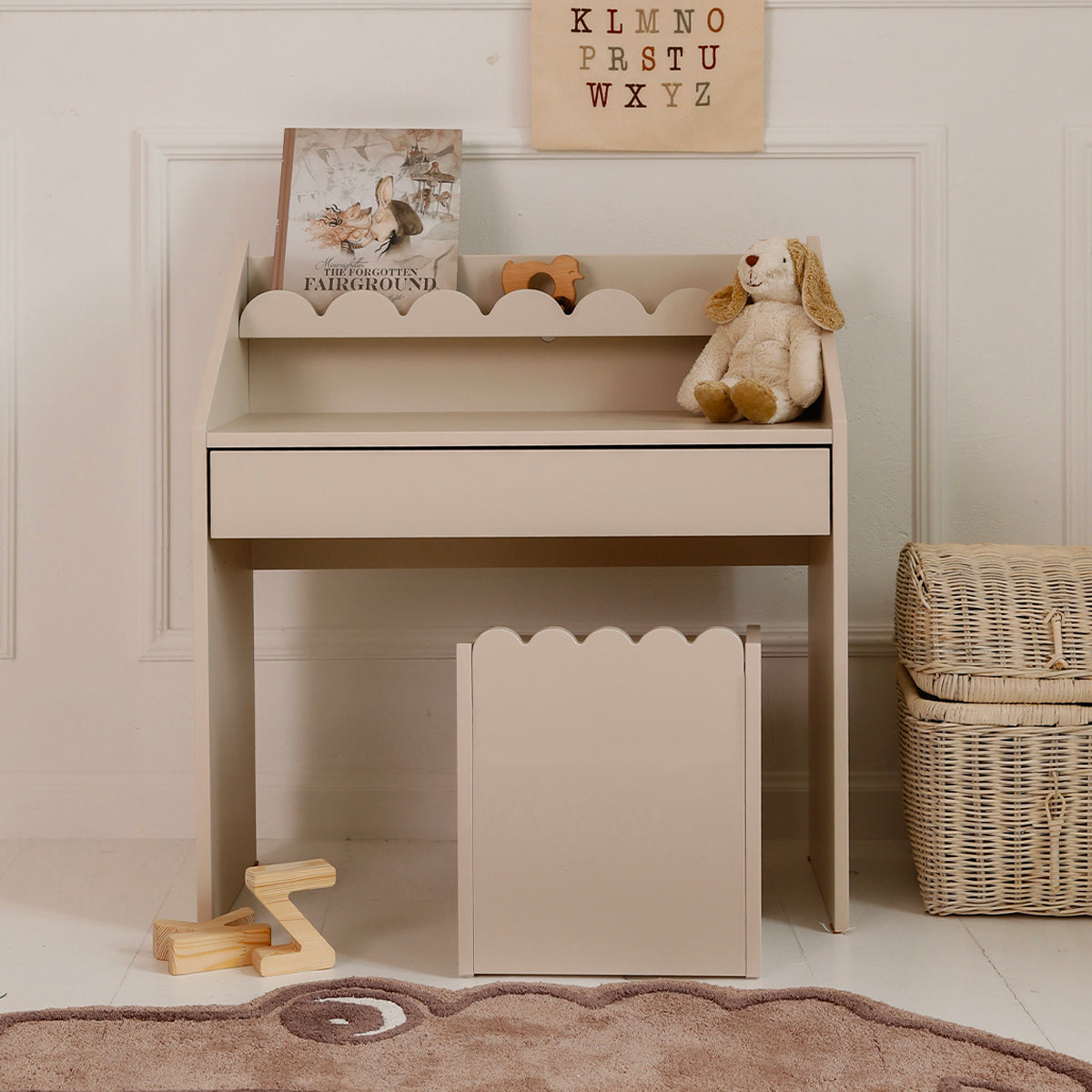 Bureau 1 tiroir avec chaise Bellamy Book Nook Beige