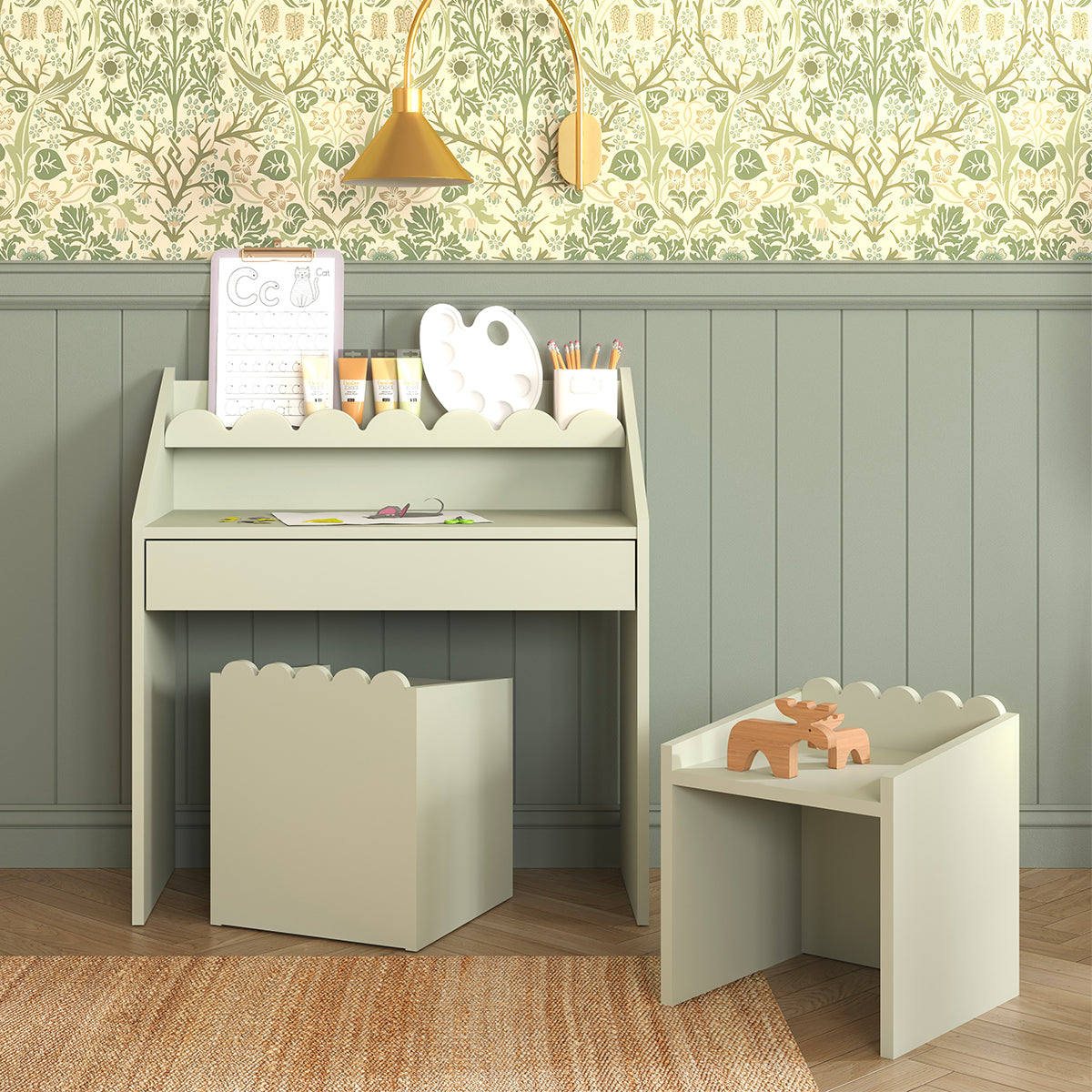 Bureau 1 tiroir Bellamy Book Nook Vert - vue 3