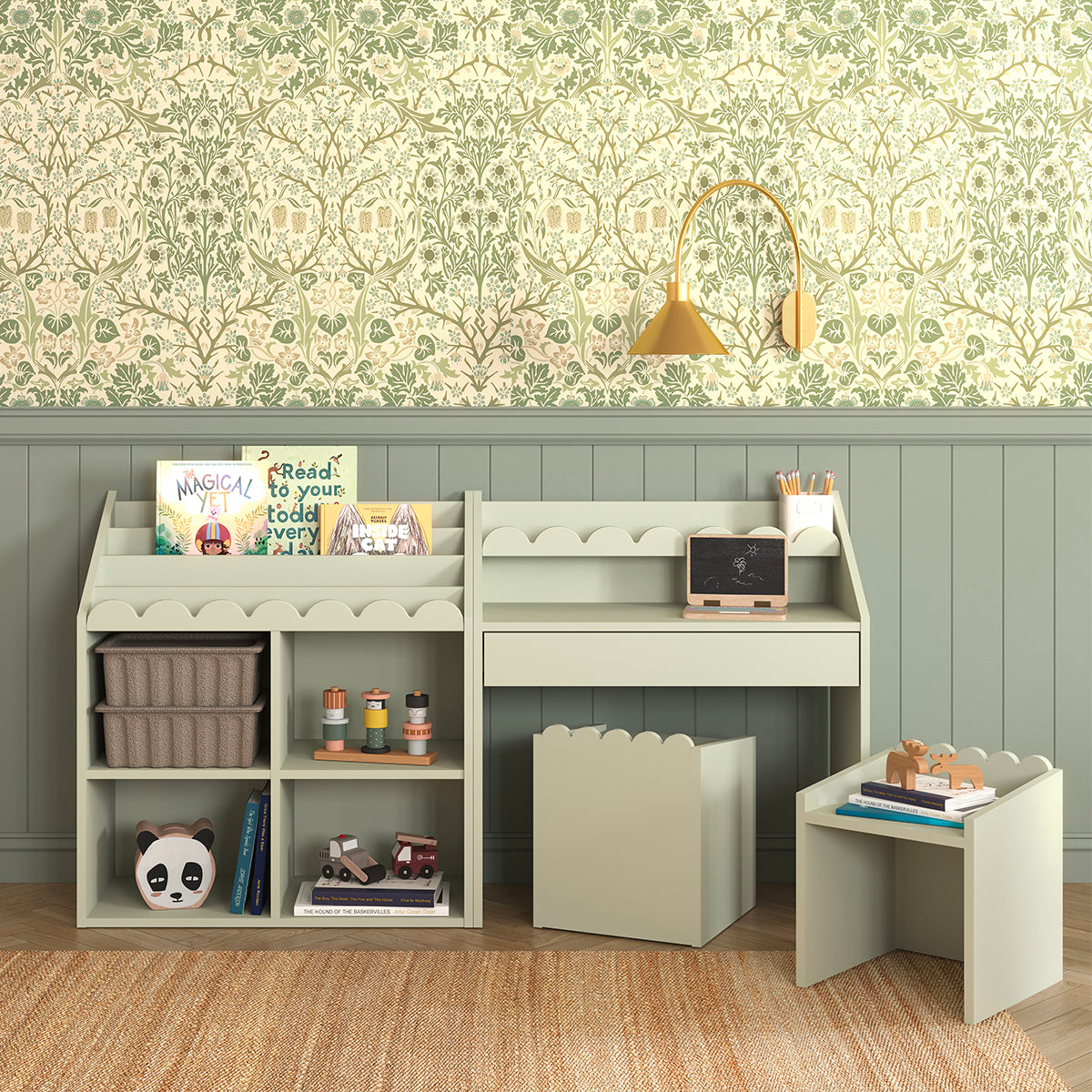 Bureau 1 tiroir Bellamy Book Nook Vert - vue 4