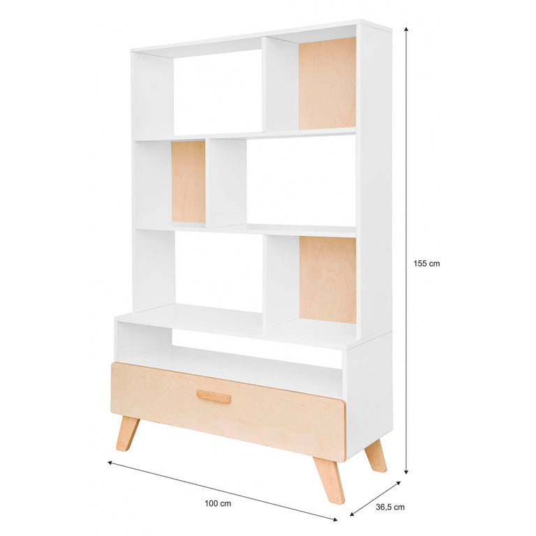 Bibliothèque Bellamy Hoppa Blanc et bois - vue 2