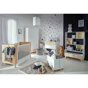 Chambre complète lit évolutif 70x140 commode à langer et armoire 2 portes Bellamy Hoppa Blanc et bois