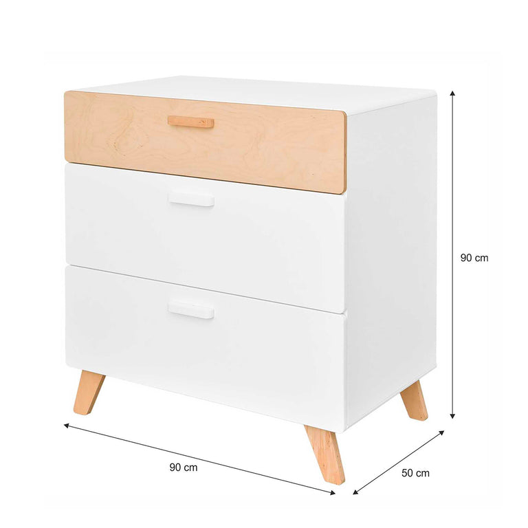 Commode 3 tiroirs Bellamy Hoppa Blanc et bois - vue 3