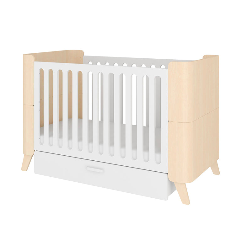 Lit évolutif 70x140 et commode 3 tiroirs Bellamy Hoppa Blanc et bois - vue 3