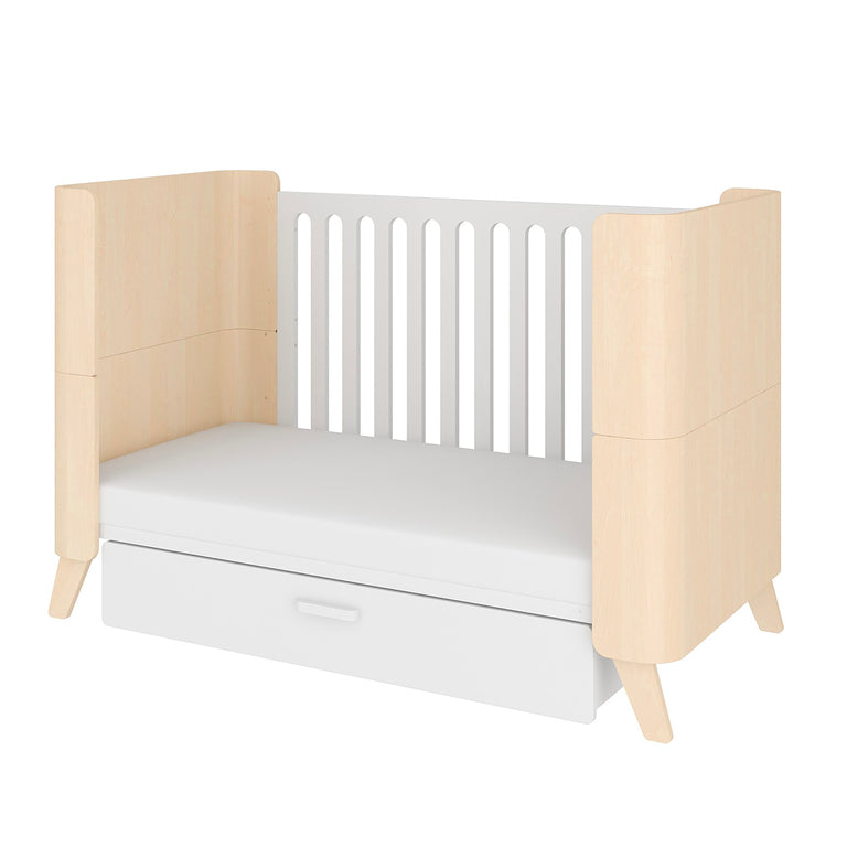 Lit évolutif 70x140 et commode 3 tiroirs Bellamy Hoppa Blanc et bois - vue 4