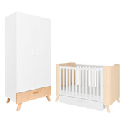 Lit évolutif 70x140 et armoire 2 portes Bellamy Hoppa Blanc et bois