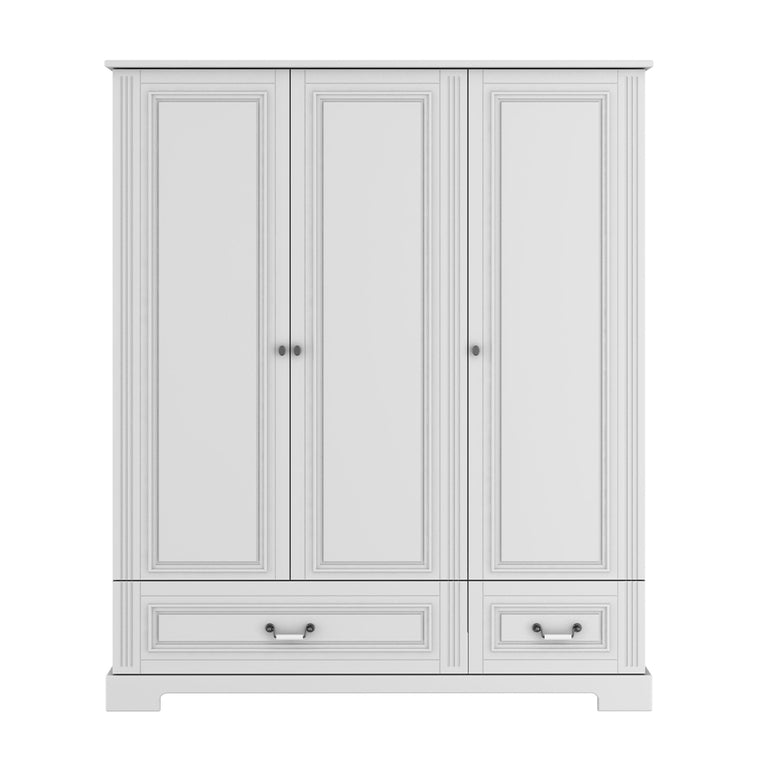 Armoire 3 portes 2 tiroirs Bellamy Ines Blanc - vue 2
