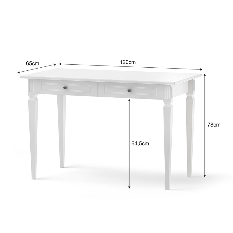 Bureau 2 tiroirs Bellamy Ines Blanc - vue 2