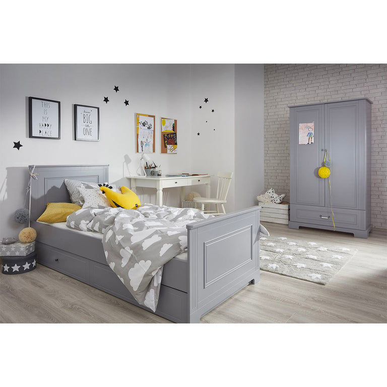 Lit 90x200 sommier et tiroir inclus Bellamy Ines Gris - vue 3