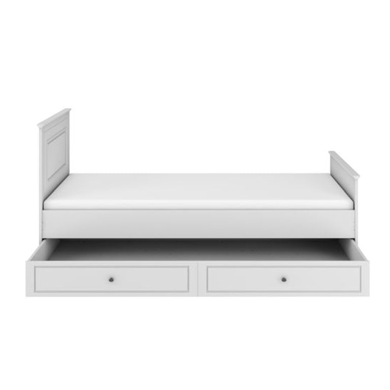 Lit 90x200 sommier et tiroir inclus Bellamy Ines Blanc - vue 2